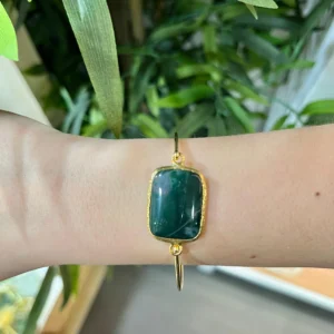 Pulsera latón dos piedras ágata